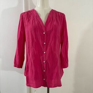 LL Bean Womens Pink Button Down Shirt Sz M Modal Blend Soft Career Easter Spring